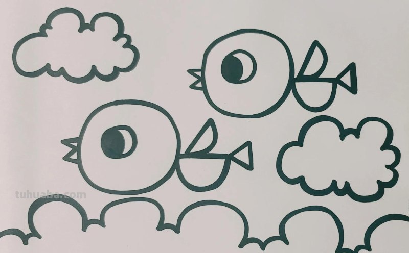 小鸟简笔画，小鸟儿童画，小鸟简笔画教程，小鸟怎么画简单又漂亮