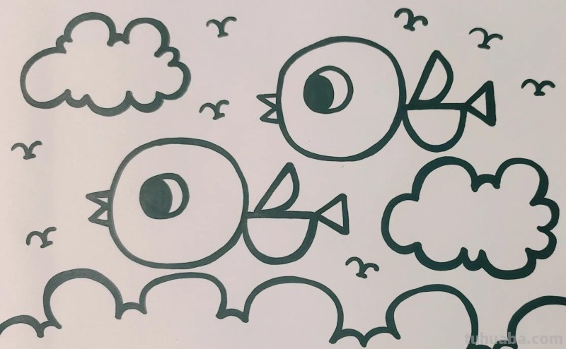 小鸟简笔画，小鸟儿童画，小鸟简笔画教程，小鸟怎么画简单又漂亮