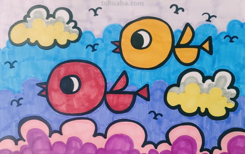 小鸟简笔画，小鸟儿童画，小鸟简笔画教程，小鸟怎么画简单又漂亮