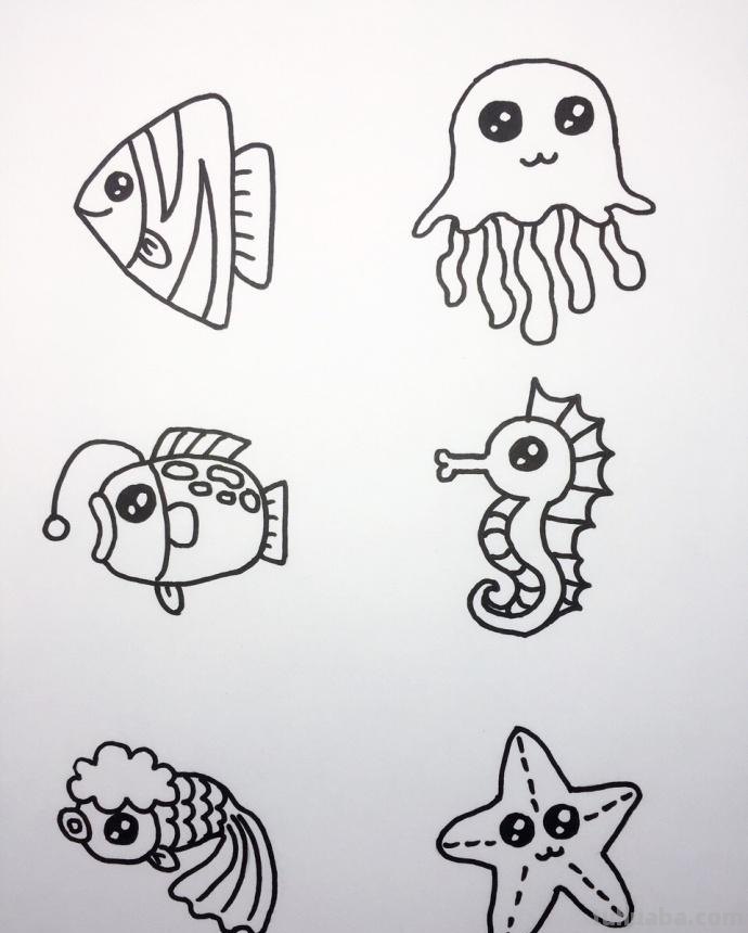 一组大海和海底动物们的简笔画~值得大家收藏哦~