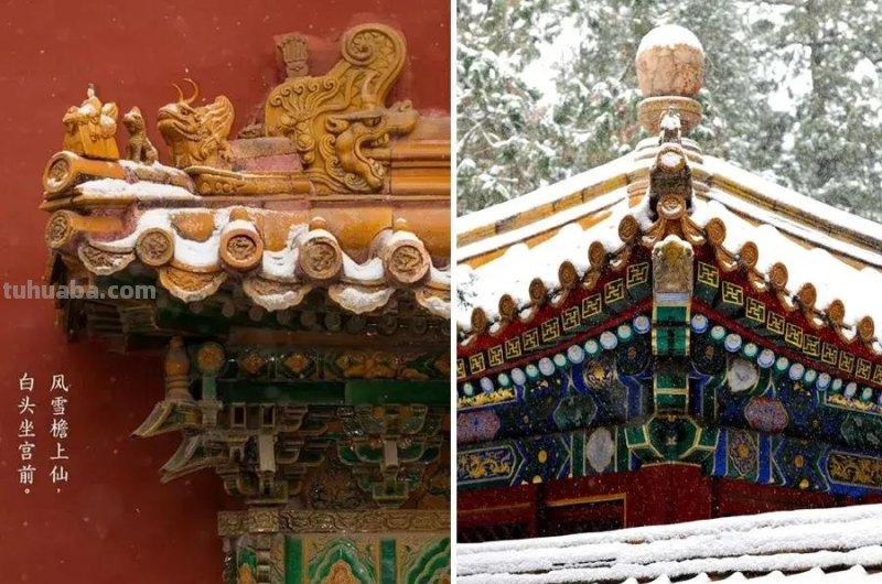 儿童画教程｜走进传统建筑之美-诗情画意故宫的雪