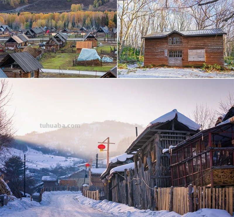 儿童画教程 - 综合创意与趣味肌理 - 寻梦雪乡之小木屋