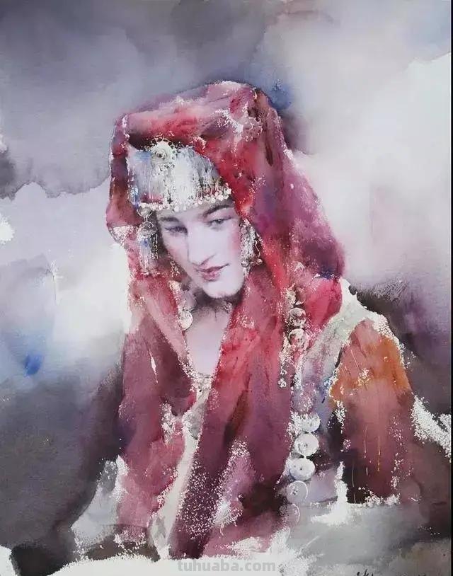 民族风女性肖像画 / 中国顶尖人物水彩画欣赏