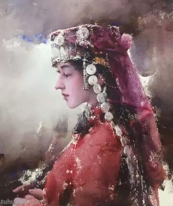 民族风女性肖像画 / 中国顶尖人物水彩画欣赏