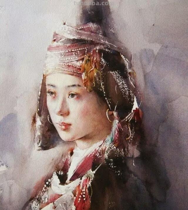 民族风女性肖像画 / 中国顶尖人物水彩画欣赏