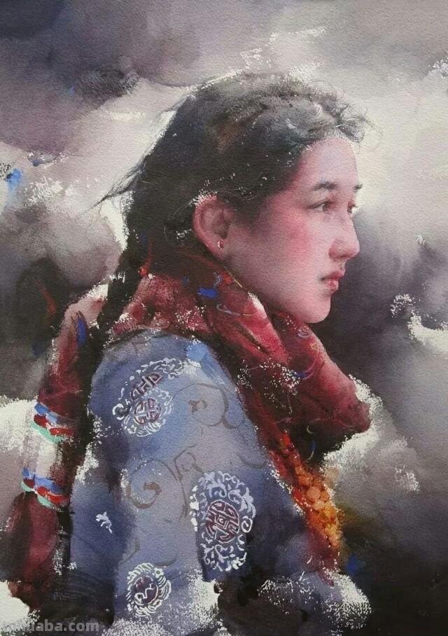 民族风女性肖像画 / 中国顶尖人物水彩画欣赏