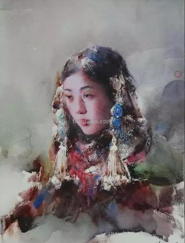 民族风女性肖像画 / 中国顶尖人物水彩画欣赏