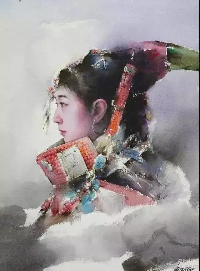 民族风女性肖像画 / 中国顶尖人物水彩画欣赏