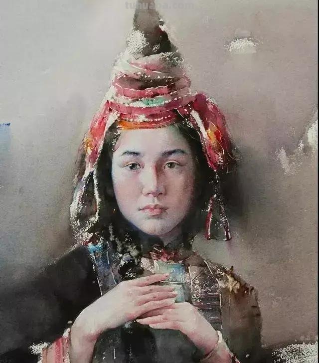 民族风女性肖像画 / 中国顶尖人物水彩画欣赏