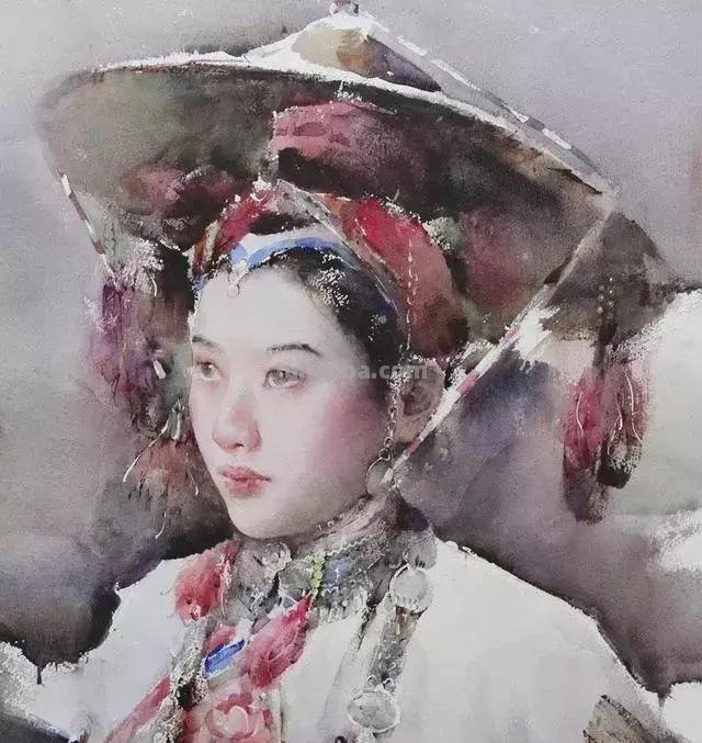 民族风女性肖像画 / 中国顶尖人物水彩画欣赏