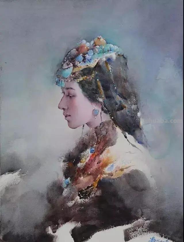 民族风女性肖像画 / 中国顶尖人物水彩画欣赏