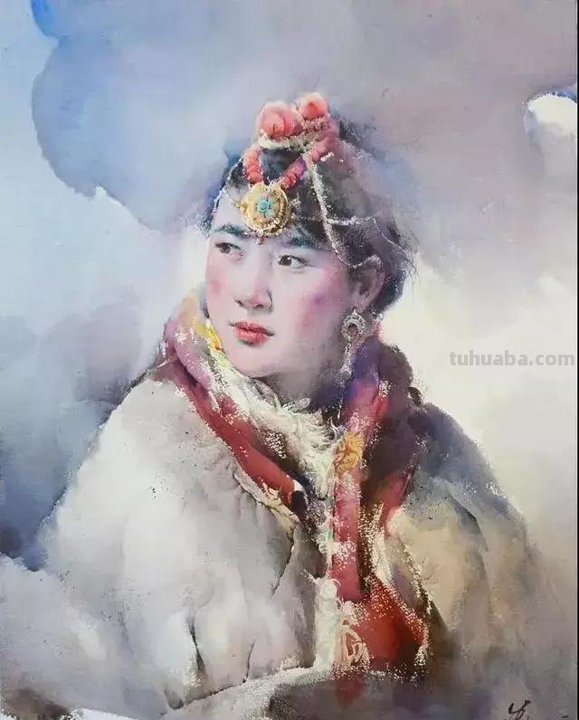 民族风女性肖像画 / 中国顶尖人物水彩画欣赏