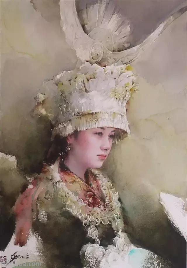 民族风女性肖像画 / 中国顶尖人物水彩画欣赏