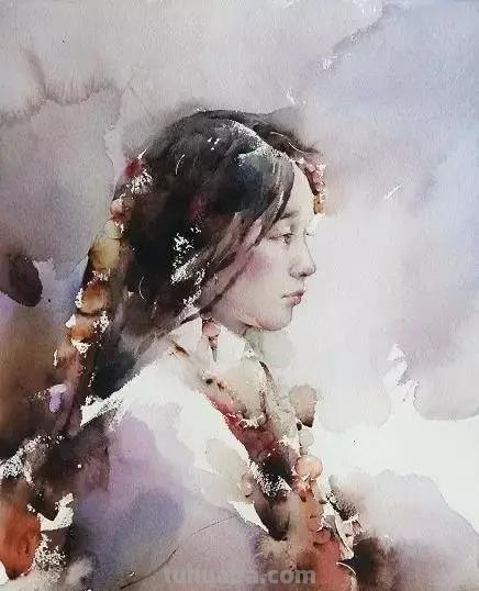 民族风女性肖像画 / 中国顶尖人物水彩画欣赏