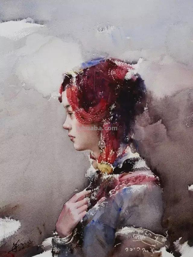 民族风女性肖像画 / 中国顶尖人物水彩画欣赏