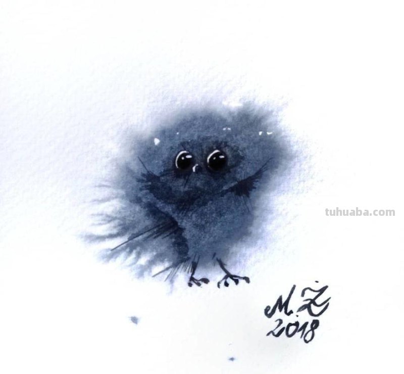 36张清新可爱的水彩画：插画师爱上猫头鹰，画到停不下来