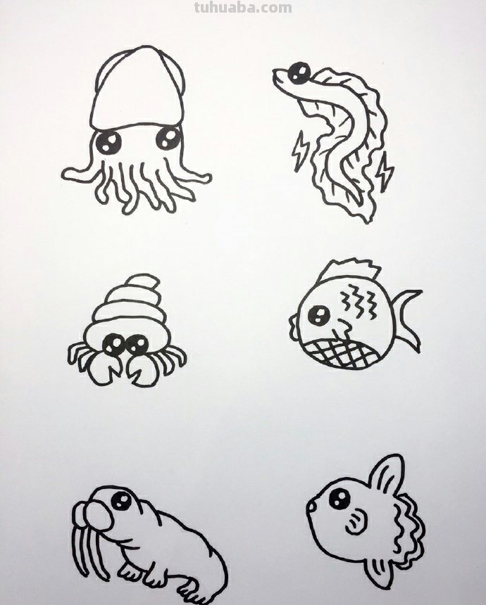 简笔画素材丨海底生物大集合,海底生物手绘素材,喜欢的可以收藏 简笔画素材丨海底生物大集合,海底生物手绘素材,喜欢的可以收藏