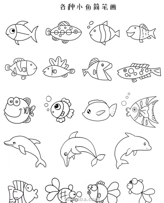 各种海洋生物及仙人掌简笔画集合！