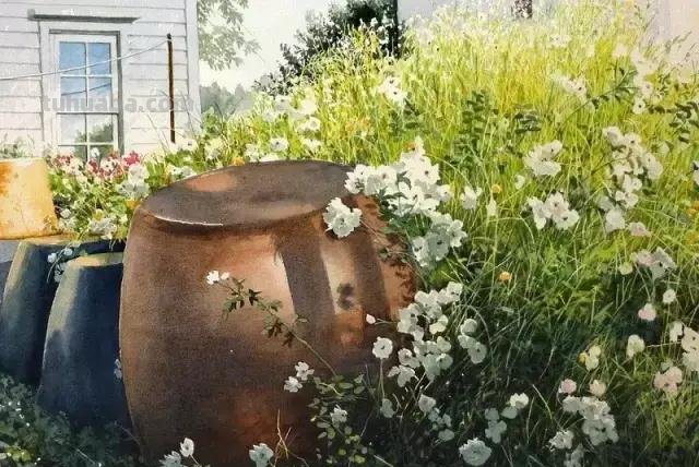 日本画家Abe Toshiyuki 写实风景水彩画欣赏