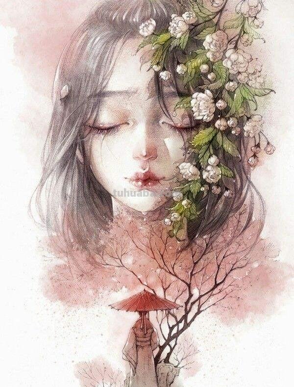 古风人物手绘水彩插画欣赏