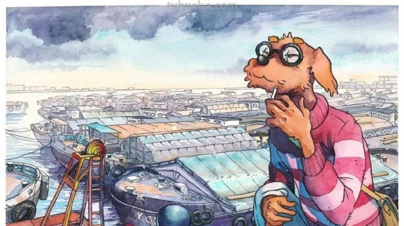 深入生活创作的艺术家，宫崎骏风格的水彩插画，干净清透饱含温度