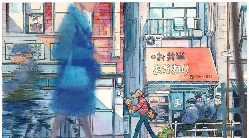 深入生活创作的艺术家，宫崎骏风格的水彩插画，干净清透饱含温度