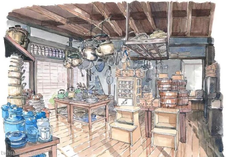 深入生活创作的艺术家，宫崎骏风格的水彩插画，干净清透饱含温度