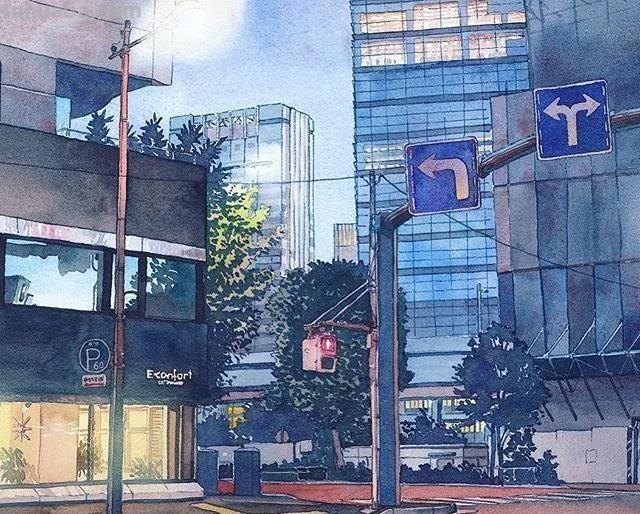 深入生活创作的艺术家，宫崎骏风格的水彩插画，干净清透饱含温度