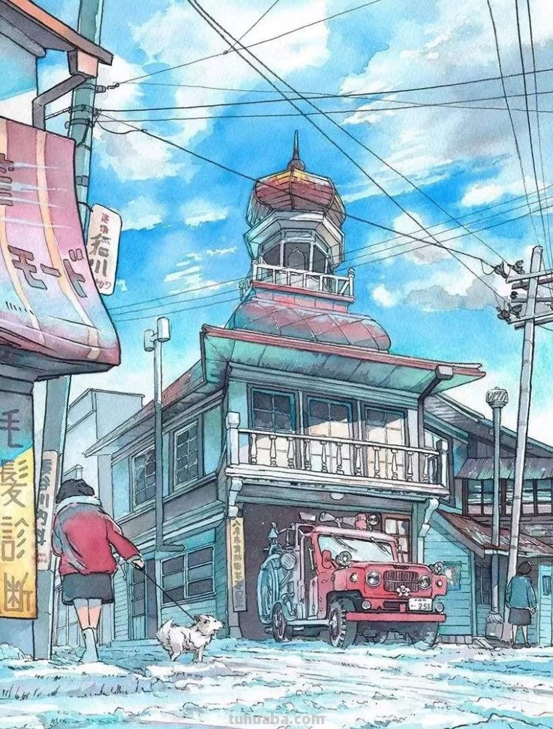 深入生活创作的艺术家，宫崎骏风格的水彩插画，干净清透饱含温度