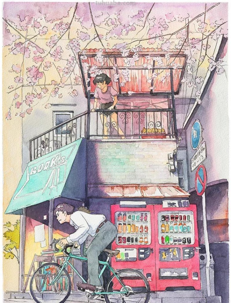 深入生活创作的艺术家，宫崎骏风格的水彩插画，干净清透饱含温度