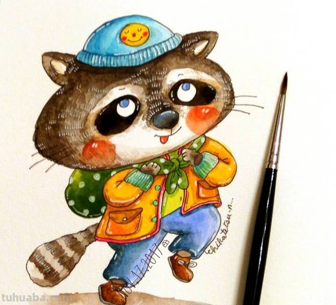 一组趣味又生动的水彩插画