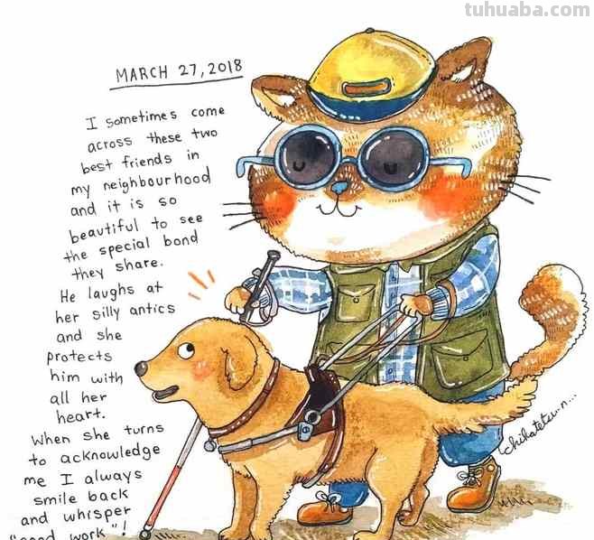 一组趣味又生动的水彩插画