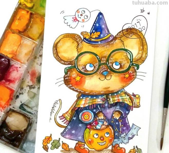 一组趣味又生动的水彩插画