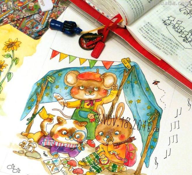 一组趣味又生动的水彩插画