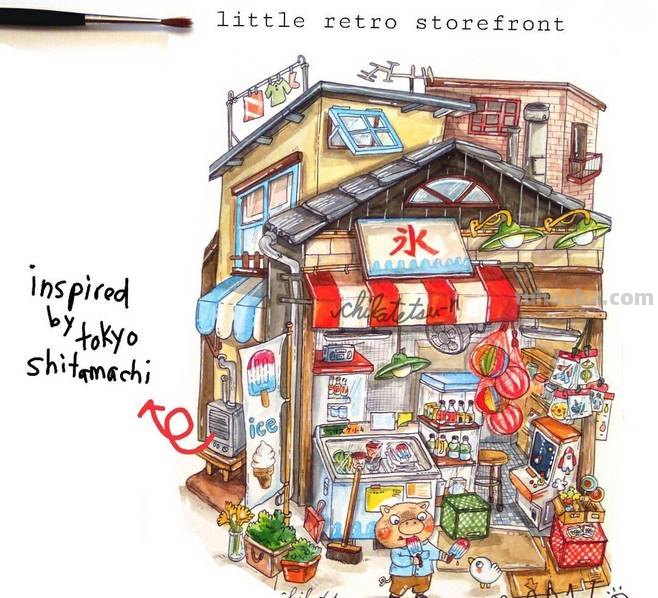 一组趣味又生动的水彩插画