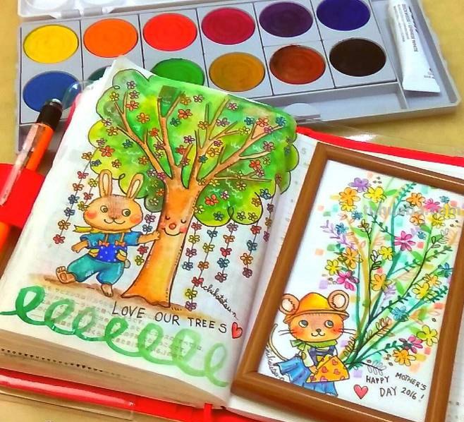 一组趣味又生动的水彩插画