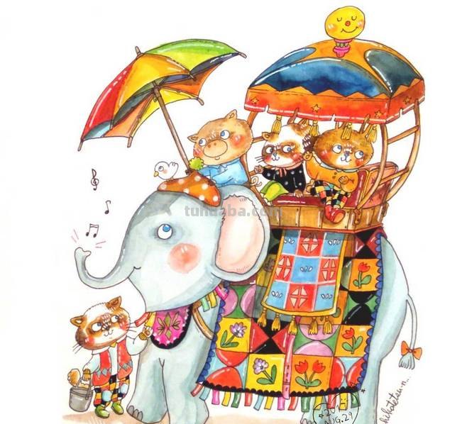 一组趣味又生动的水彩插画