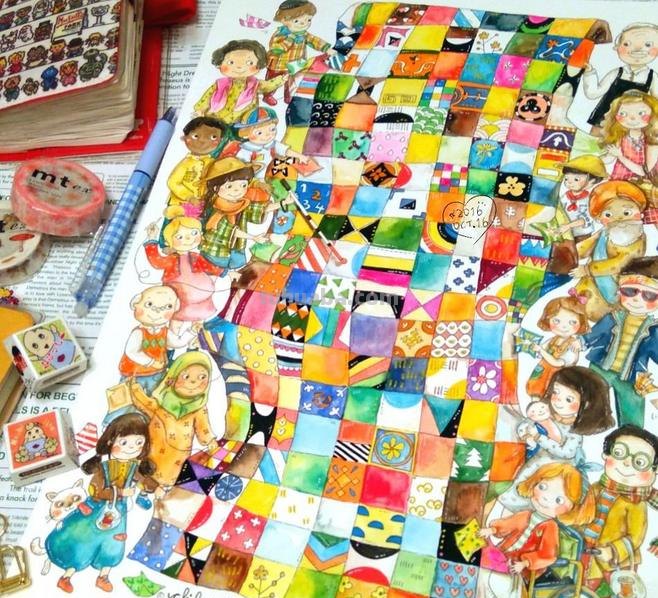 一组趣味又生动的水彩插画