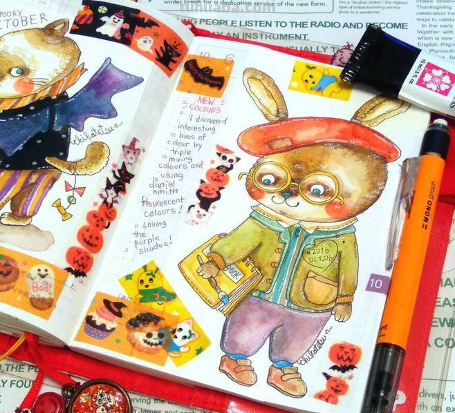 一组趣味又生动的水彩插画