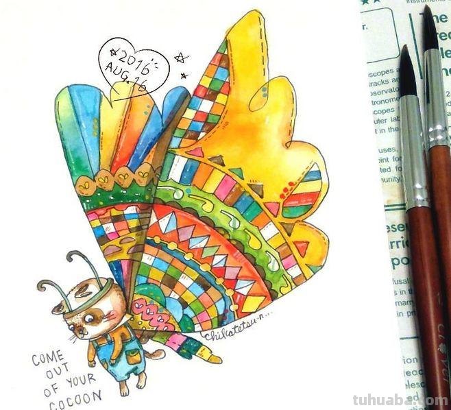 一组趣味又生动的水彩插画