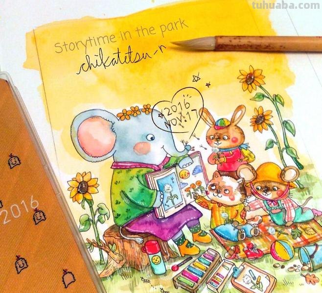 一组趣味又生动的水彩插画