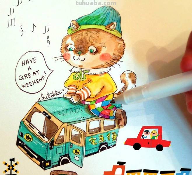 一组趣味又生动的水彩插画