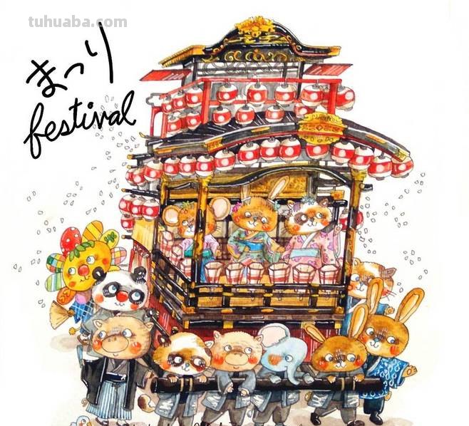 一组趣味又生动的水彩插画