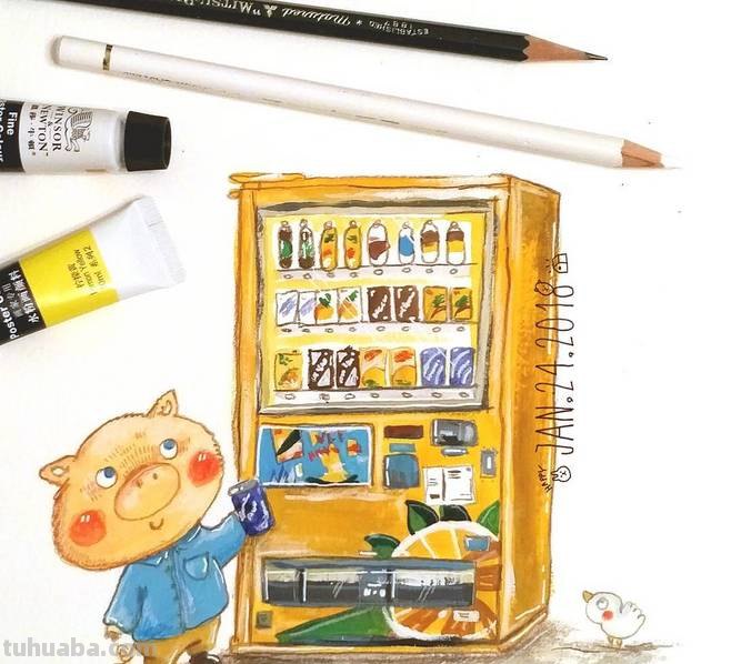 一组趣味又生动的水彩插画