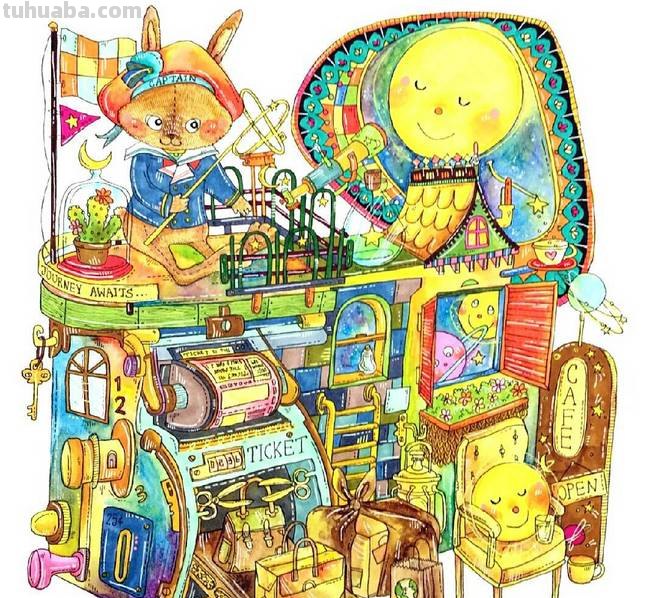 一组趣味又生动的水彩插画