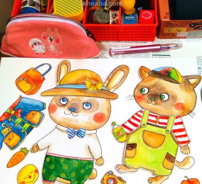 一组趣味又生动的水彩插画