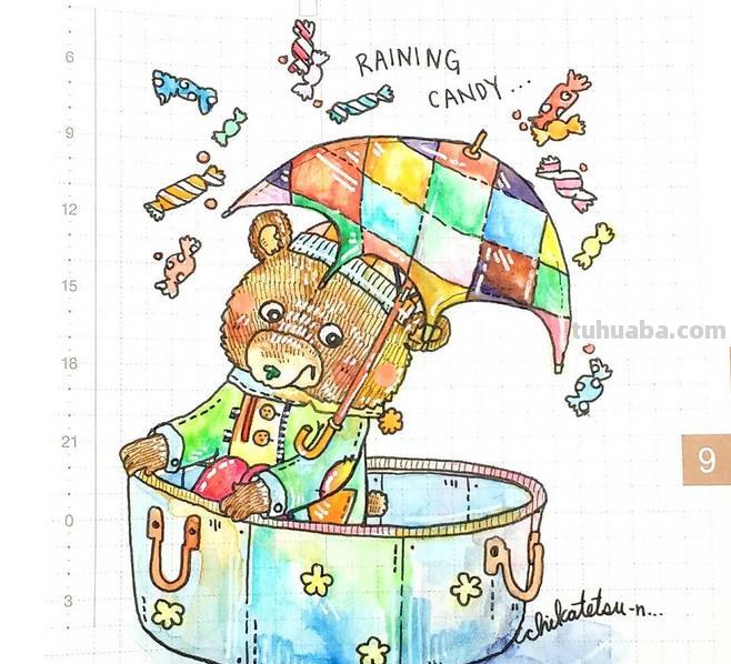 一组趣味又生动的水彩插画