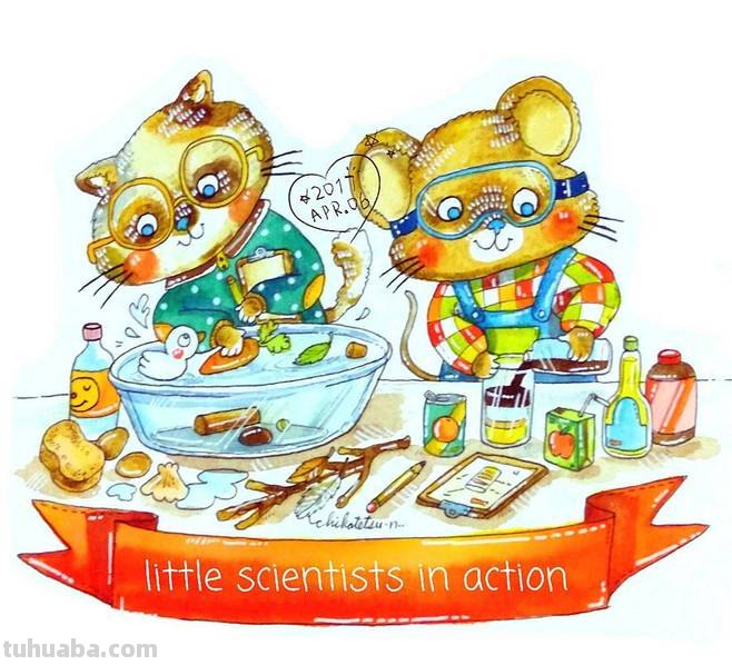 一组趣味又生动的水彩插画