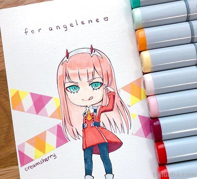 卡通美少女~简笔画，喜欢的收藏~