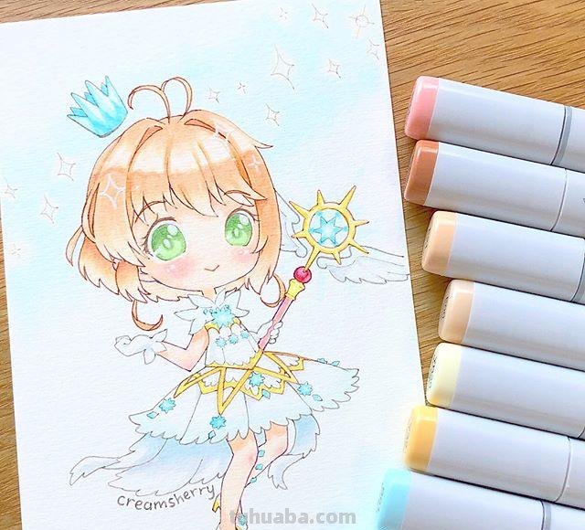卡通美少女~简笔画，喜欢的收藏~